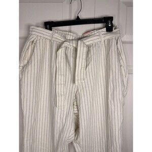 Canyon River Blues Linen Cotton Striped Tie Waist Pants Womens XL Ivory Gray